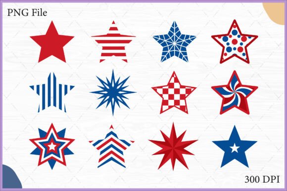 Download Decorative Patriotic Stars Clipart Set - Set Collection