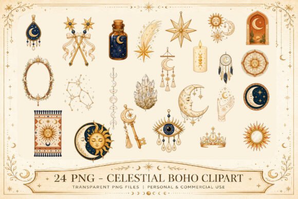 Download Celestial Boho Clipart Set - Set Collection