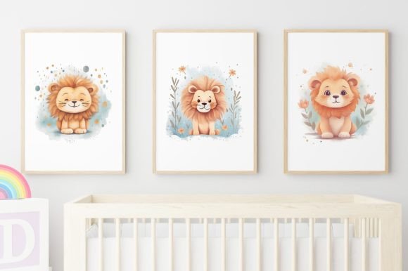 Download Set 3 Lion Smiling Nursery Wall Art Kids - Set Collection