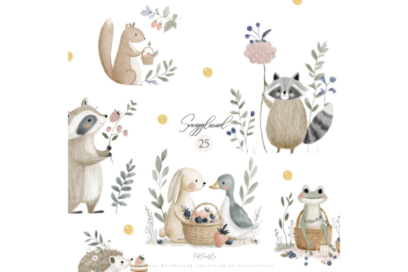Download Watercolor Woodland Animals Clipart Set - Set Collection