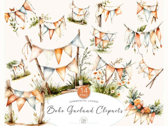 Download Boho Garland Clipart PNG Set - Set Collection