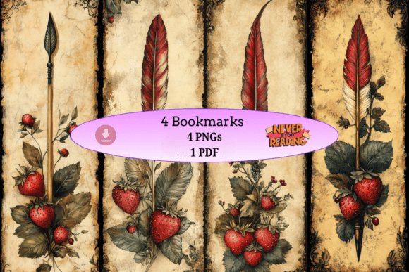 Download Strawberry Quill Bookmark Set - Set Collection