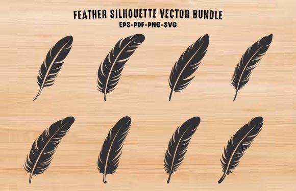 Download Bird Feather Silhouettes Vector Set - Set Collection