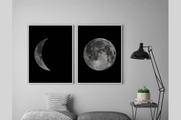 Download Moon Print Set Wall Art Home Decor - Set Collection