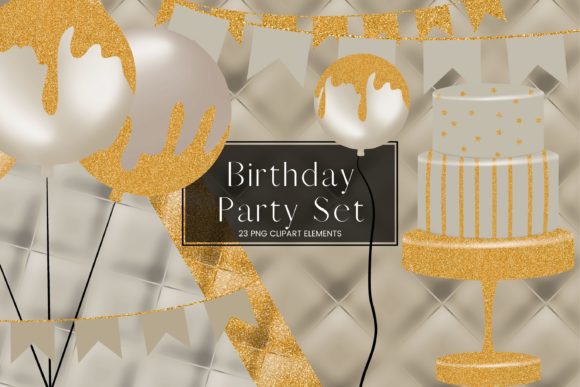 Download Beige Birthday Party Clip Art Set - Set Collection