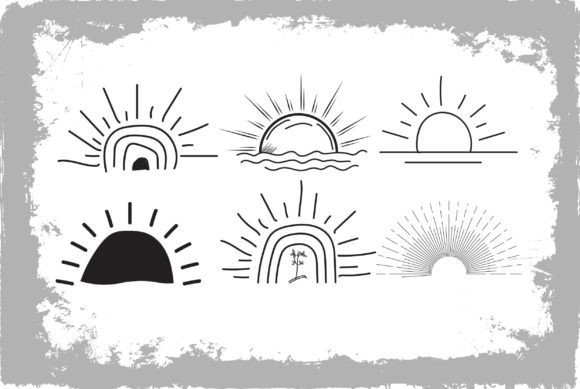 Download Sunset Hand Drawn Illustrations Vector - Set Collection