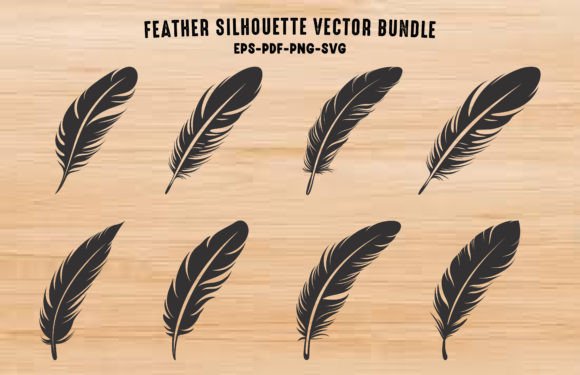 Download Vector of Bird Feather Silhouettes Set - Set Collection