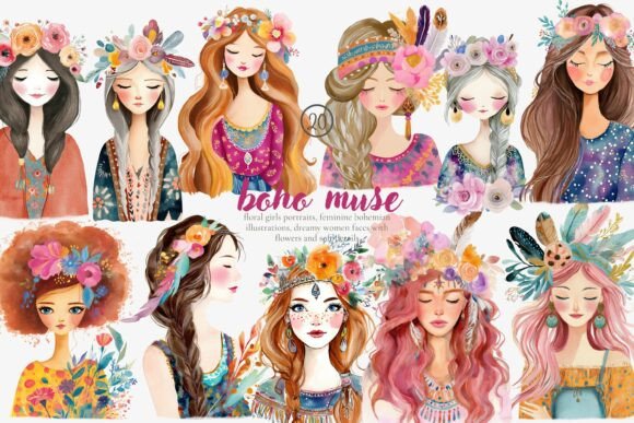 Download Boho Muse Clipart Set - Set Collection
