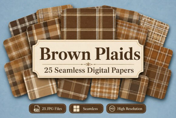 Download Brown Plaids Digital Papers Set - Set Collection