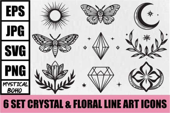 Download Mystical Boho Crystal Floral Icons - Mystical boho Collection