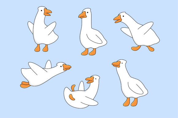 Download Goose, Geese Set of Illustrations - Set Collection