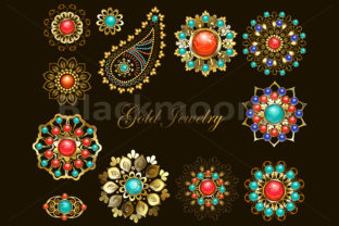 Download Set of Jewelry Ethnic Brooches - Set Collection
