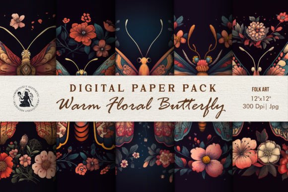 Download Earth Tone Butterfly Folk Art Set - Set Collection