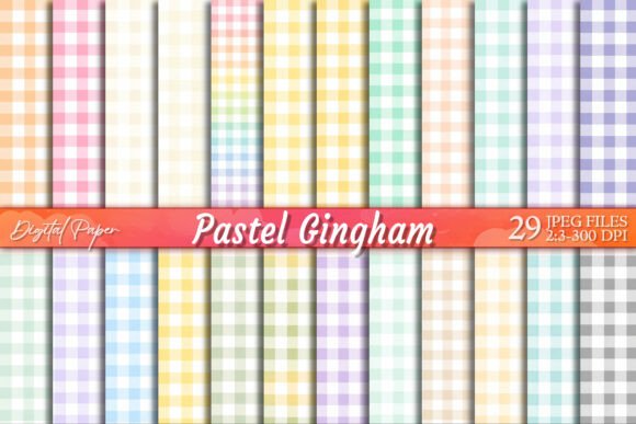 Download Pastel Gingham Plaid Scrapbook Paper Set - Set Collection
