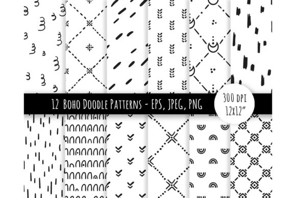 Download Boho Doodle Digital Paper or Pattern Set - Set Collection